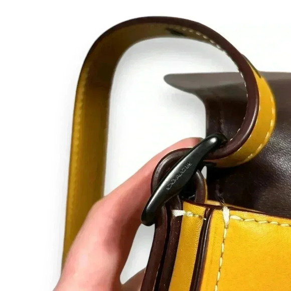 NWOT Coach Saddle 23 Bag Glovetanned Leather Crossbody in Flax Mustard Yellow - Picture 13 of 15